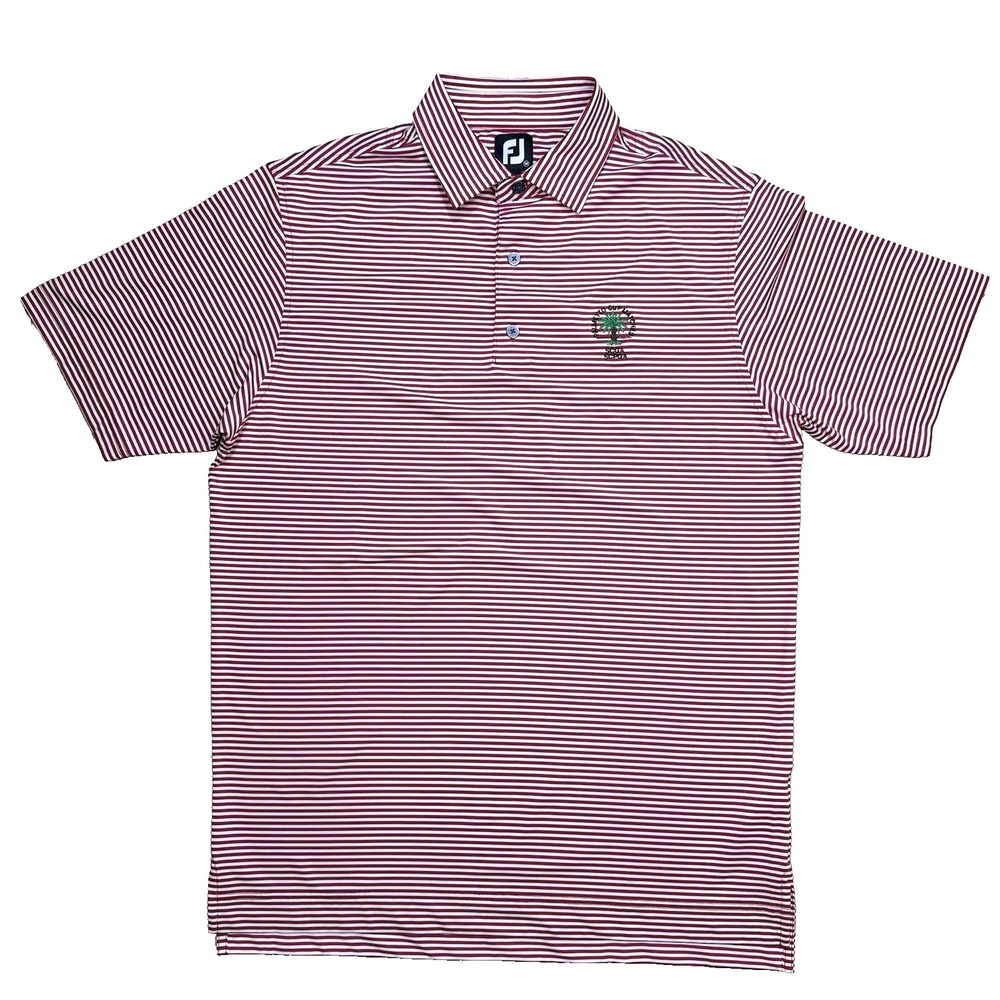 FootJoy Red White Striped Golf Polo Shirt Men's XL Embroidered Palm Logo Stretch